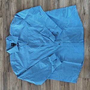 🎉2X HP🎉 EUC Blue Plaid Buttondown traveler dress shirt